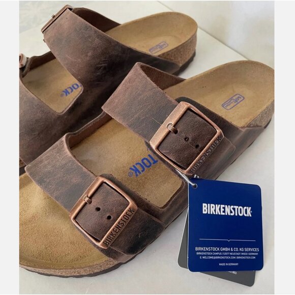 NEW! BIRKENSTOCKS ARIZONA SOFT FOOTBED HABANA OILED LEATHER SANDALS WOMENS 40 9 - Picture 5 of 14
